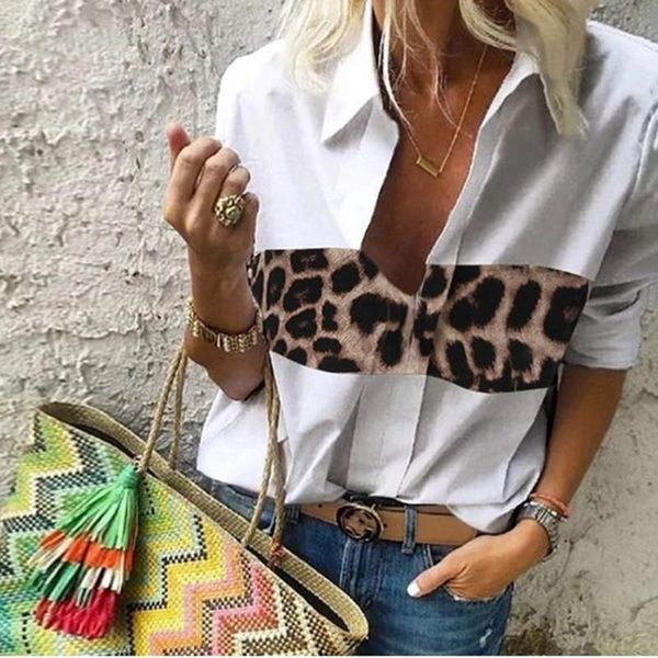 women's blouses & shirts aprmhisy vintage retro leopard patchwork women blouse shirt spring autumn casual office blusas, White
women's blouses & shirts aprmhisy vintage retro leopard patchwork women blouse shirt spring autumn casual office blusas, White