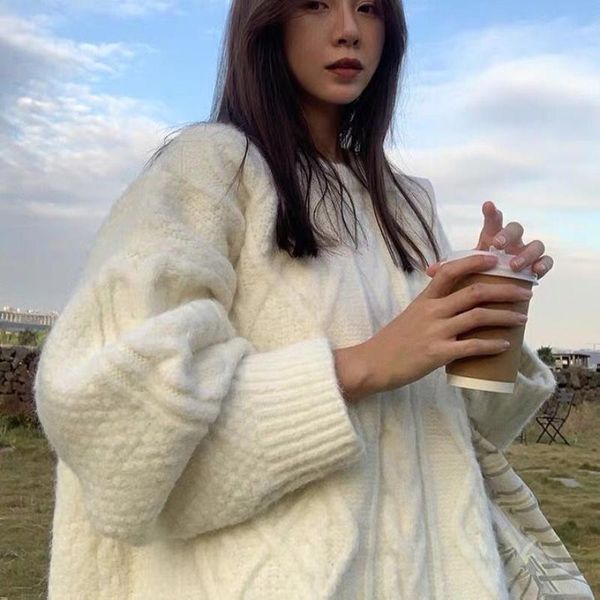 women's sweaters fashion solid color sweater loose female autumn and winter japanese twist stripe pullover knit all-match, White;black
women's sweaters fashion solid color sweater loose female autumn and winter japanese twist stripe pullover knit all-match, White;black