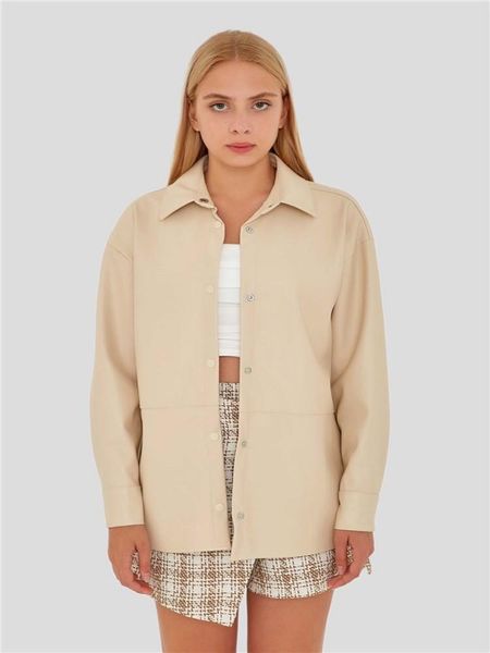 women's leather & faux 2021 winter autumn oversize vegan jacket 100% polyurethane pu long sleeve, metallic button,, Black
women's leather & faux 2021 winter autumn oversize vegan jacket 100% polyurethane pu long sleeve, metallic button,, Black