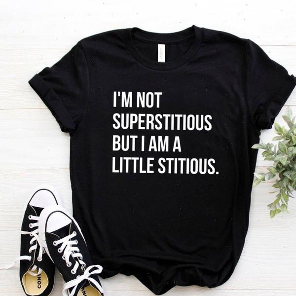 women womens t shirt im not superstitious letters print short sleeve o neck loose ladies, White
women womens t shirt im not superstitious letters print short sleeve o neck loose ladies, White