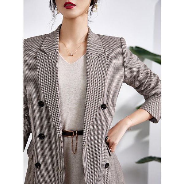 women's suits & blazers plaid suit jacket women retro casual small double-breasted classic anti-wrinkle autumn wear 2021 slim british s, White;black
women's suits & blazers plaid suit jacket women retro casual small double-breasted classic anti-wrinkle autumn wear 2021 slim british s, White;black