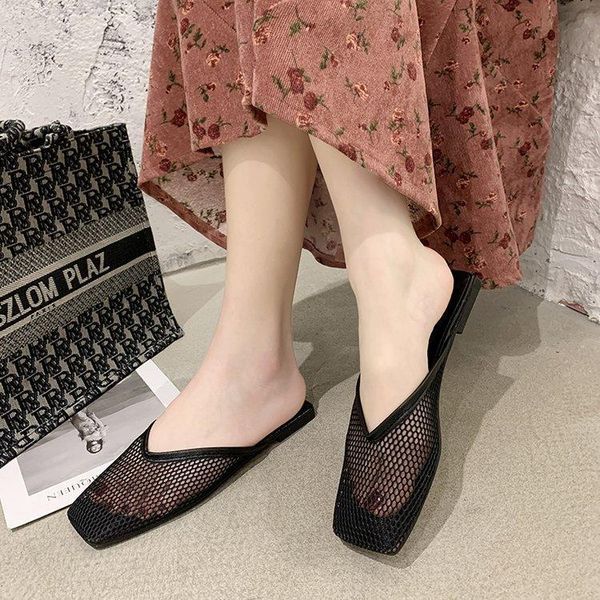 slippers flying woven elastic thin temperament half women wear square heel baotou fashion hollow out flat, Black
slippers flying woven elastic thin temperament half women wear square heel baotou fashion hollow out flat, Black