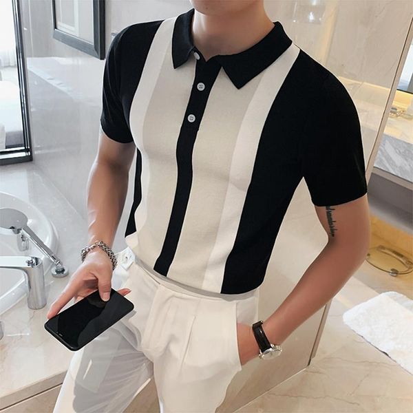 men's polos men fashion 2021 summer short sleeve shirt casual lapel button mens streetwear vintage patchwork knit slim shirts, White;black
men's polos men fashion 2021 summer short sleeve shirt casual lapel button mens streetwear vintage patchwork knit slim shirts, White;black