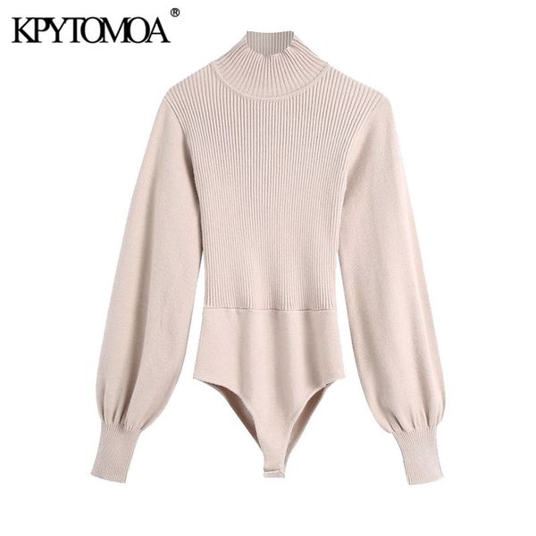 women fashion backless snap-button knitted bodysuits high neck lantern sleeve female playsuits chic 210420, Black;white
women fashion backless snap-button knitted bodysuits high neck lantern sleeve female playsuits chic 210420, Black;white