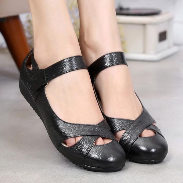 sandals nice classic summer women shoes genuine leather solid gladiator hook & loop flat sandalias mujer, Black
sandals nice classic summer women shoes genuine leather solid gladiator hook & loop flat sandalias mujer, Black