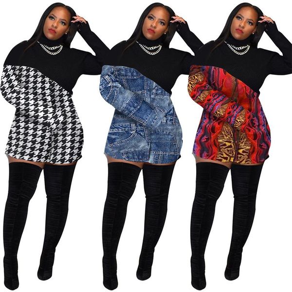 autumn winter women printed dress turtleneck long sleeve patchwork night club wear mini sheath dresses s-xl casual, Black;gray
autumn winter women printed dress turtleneck long sleeve patchwork night club wear mini sheath dresses s-xl casual, Black;gray