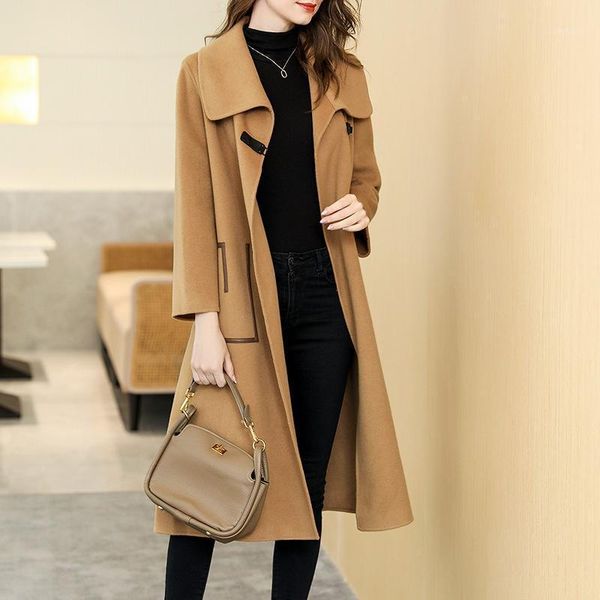 women's wool & blends 2021 autumn and winter coat middle long large lapel double-sided cashmere high-end, Black
women's wool & blends 2021 autumn and winter coat middle long large lapel double-sided cashmere high-end, Black