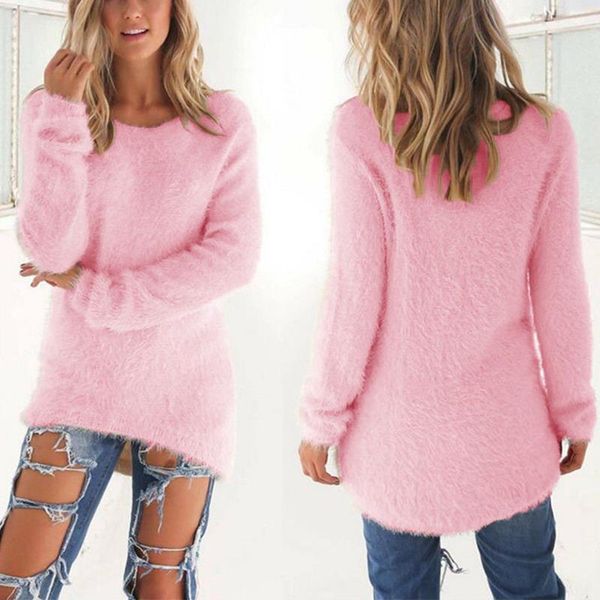 long knitted pullovers jumpers womens sweater autumn winter thick warm clothes round collar soft solid pink cold blouse, White;black
long knitted pullovers jumpers womens sweater autumn winter thick warm clothes round collar soft solid pink cold blouse, White;black