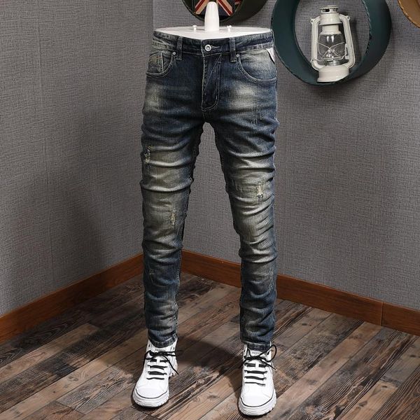 men's jeans brand style 2021 men retro wash slim fit ripped denim pants streetwear vintage designer, Blue
men's jeans brand style 2021 men retro wash slim fit ripped denim pants streetwear vintage designer, Blue