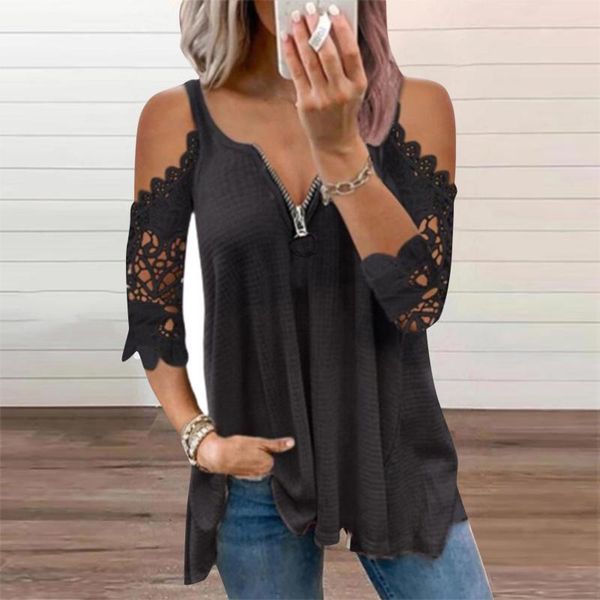 women's blouses & shirts womens blouse zipper v-neck hollow out short sleeve solid fold casual off shoulder elegant plus size, White
women's blouses & shirts womens blouse zipper v-neck hollow out short sleeve solid fold casual off shoulder elegant plus size, White