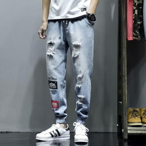 men's jeans summer men ankle-length denim pants loose lightweight male fashion casual man drawstring, Blue
men's jeans summer men ankle-length denim pants loose lightweight male fashion casual man drawstring, Blue