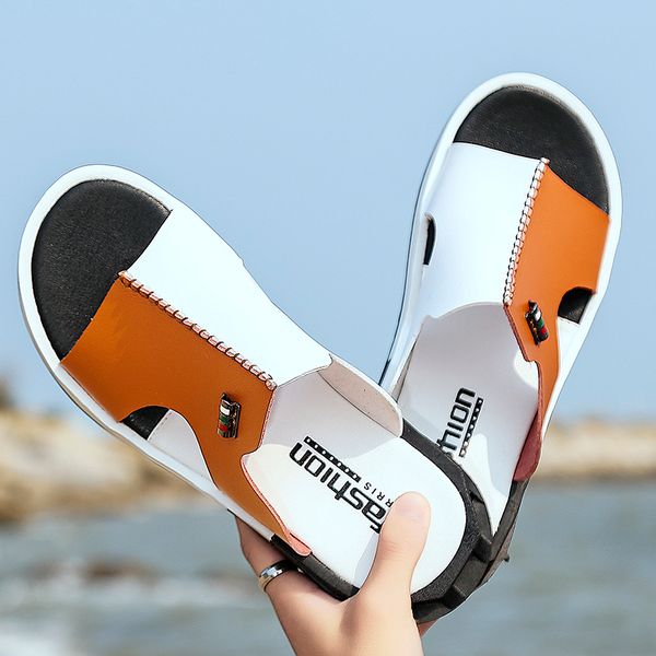 men's leather designers comfortable slip-on casual sandals fashionn original summer beach slippers, Black
men's leather designers comfortable slip-on casual sandals fashionn original summer beach slippers, Black