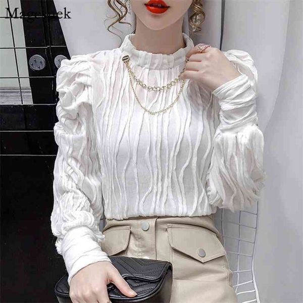 autumn elegant pleated stand collar white blouse women cotton vintage shirts pullover puff sleeve mujer 12062 210512
autumn elegant pleated stand collar white blouse women cotton vintage shirts pullover puff sleeve mujer 12062 210512