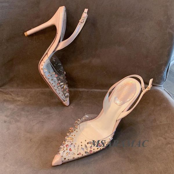 sandals 2021 summer women's high heel shiny crystal pvc leather pointed toe shoes party large size 41, Black
sandals 2021 summer women's high heel shiny crystal pvc leather pointed toe shoes party large size 41, Black