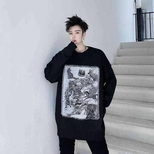 men's sweaters male women couple streetwear hiphop knit men animal pattern print loose thick pullover sweater autumn winter clothing, White;black
men's sweaters male women couple streetwear hiphop knit men animal pattern print loose thick pullover sweater autumn winter clothing, White;black