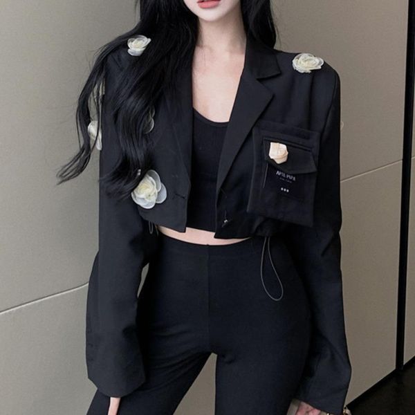 women's suits & blazers 2021 spring and autumn fashion casual sweet handmade roses slim long sleeve temperament suit coat vintage crop, White;black
women's suits & blazers 2021 spring and autumn fashion casual sweet handmade roses slim long sleeve temperament suit coat vintage crop, White;black