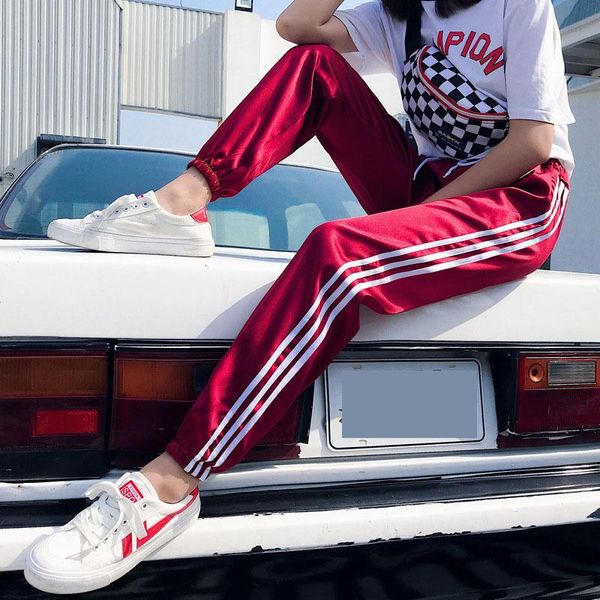 women's pants & capris sport women summer pocket ribbon trousers satin glossy casual female running sportswear, Black;white
women's pants & capris sport women summer pocket ribbon trousers satin glossy casual female running sportswear, Black;white