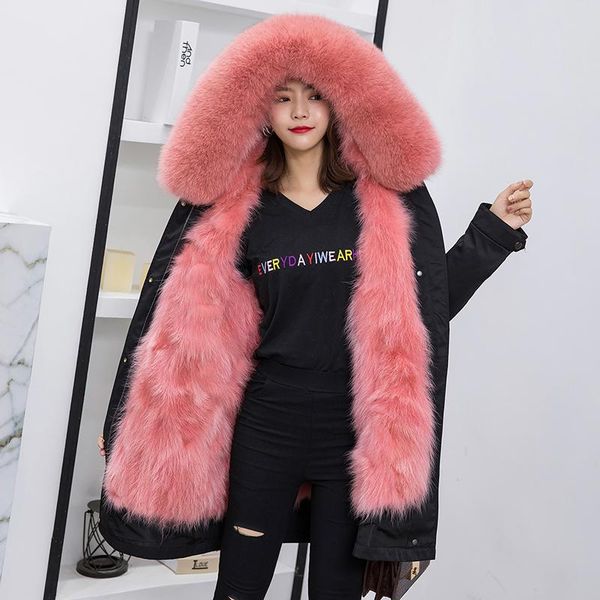 women's fur & faux luxury thick warm women parka detachable liner real collar hooded female winter coat snow wear loose long coats, Black
women's fur & faux luxury thick warm women parka detachable liner real collar hooded female winter coat snow wear loose long coats, Black