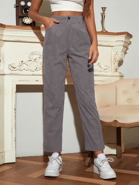 high waist corduroy straight leg pants k8kf#, Black;white
high waist corduroy straight leg pants k8kf#, Black;white