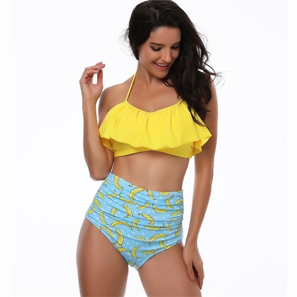 european style print bikini sets women ruffle high-waist tankini two pieces swimsuits girl boho bathing suits 210728, White;black
european style print bikini sets women ruffle high-waist tankini two pieces swimsuits girl boho bathing suits 210728, White;black