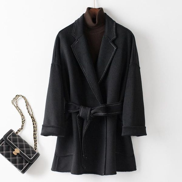 woollen suit coat women's 2021 small gentle double faced woolen autumn and winter wool & blends, Black
woollen suit coat women's 2021 small gentle double faced woolen autumn and winter wool & blends, Black