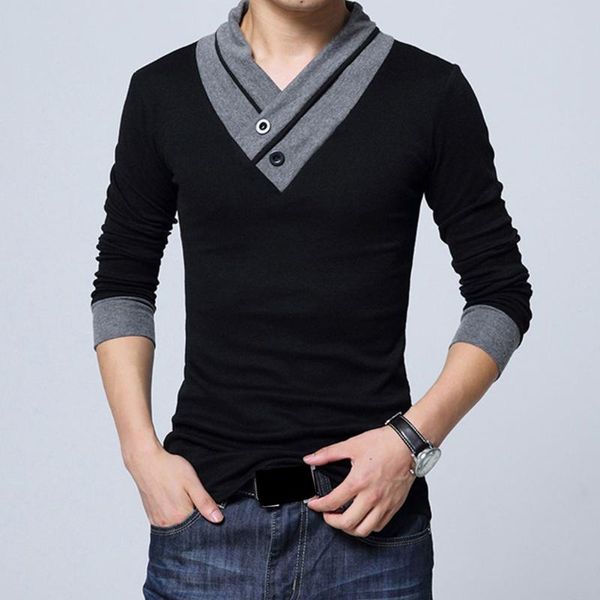 men's t-shirts 2021 autumn buttons decoration v-neck t-shirt mixed color matching long sleeve fashion casual slim fitting base shirt, White;black
men's t-shirts 2021 autumn buttons decoration v-neck t-shirt mixed color matching long sleeve fashion casual slim fitting base shirt, White;black