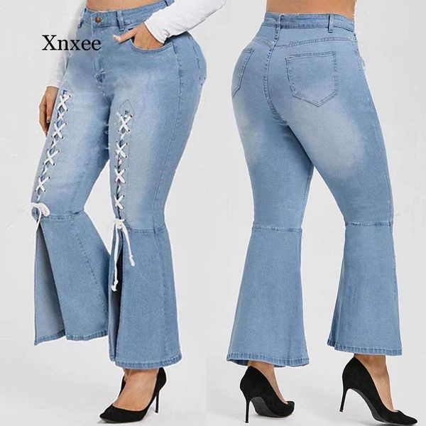 lace up high waist flare jeans pants bandage stretch vintage streetwear denim bell bottom trousers patchwork plus size bottoms women's, Blue
lace up high waist flare jeans pants bandage stretch vintage streetwear denim bell bottom trousers patchwork plus size bottoms women's, Blue