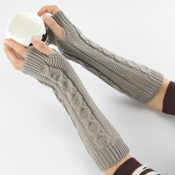 elbow & knee pads 1 pair women knitted fingerless gloves autumn winter long stretchy mittens men thicken warm outdoor sports arm warmer, Black;gray 
elbow & knee pads 1 pair women knitted fingerless gloves autumn winter long stretchy mittens men thicken warm outdoor sports arm warmer, Black;gray