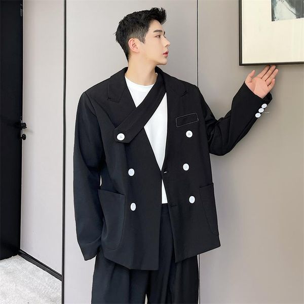 men's suits & blazers autumn coat high sense of minority design suit collarless loose and handsome korean, White;black
