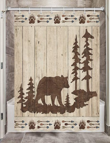 bear rv shower curtains for bathroom, wild animals rustic cabin forest stall bath curtain set, bear paw print wooden board
bear rv shower curtains for bathroom, wild animals rustic cabin forest stall bath curtain set, bear paw print wooden board