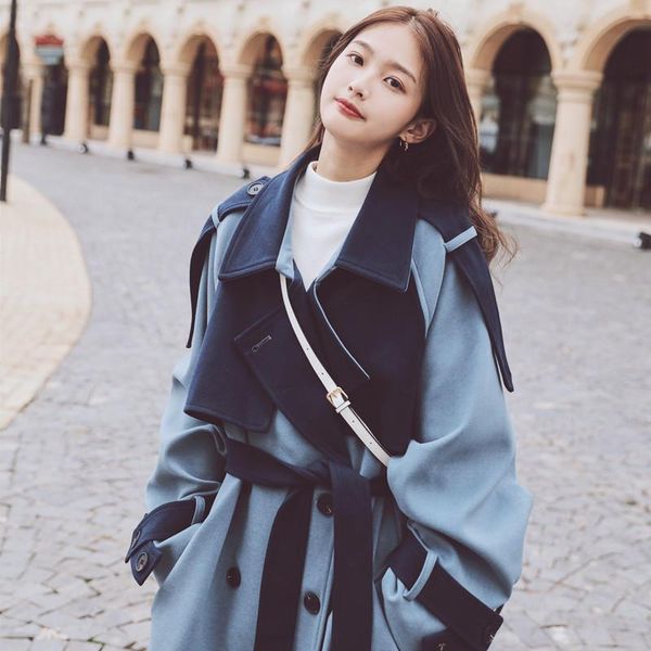 women's wool & blends retro blue woolen coat mid-length 2021 winter korean style loose temperament thick, Black
women's wool & blends retro blue woolen coat mid-length 2021 winter korean style loose temperament thick, Black