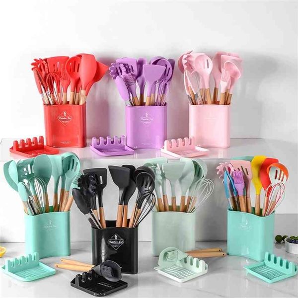 factory3f2zutensils new multi with color silicone storage kitchen barrel and wooden handle
factory3f2zutensils new multi with color silicone storage kitchen barrel and wooden handle