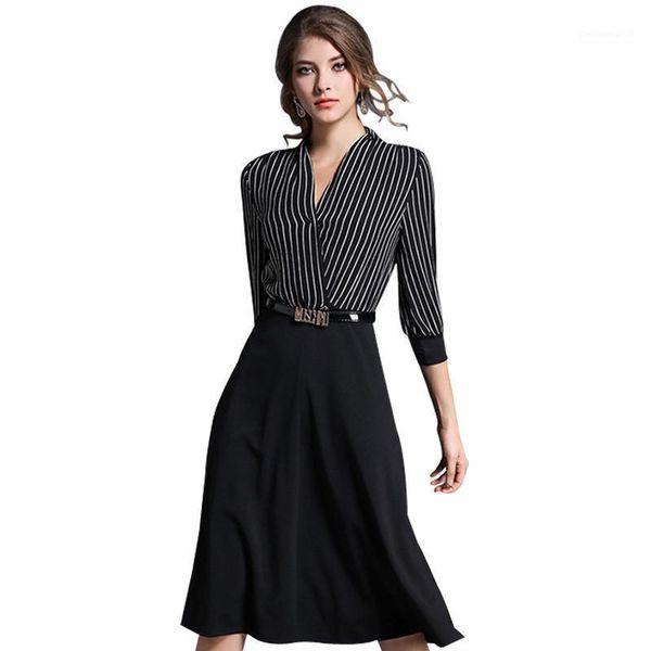 casual dresses 2021 women vintage 3/4 sleeve fashion stripe patchwork black long dress elegant vestidos v-neck party, Black;gray
casual dresses 2021 women vintage 3/4 sleeve fashion stripe patchwork black long dress elegant vestidos v-neck party, Black;gray