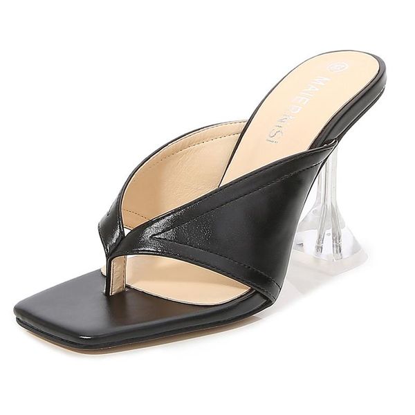 women's plus size sandals square toe high heel fashion open flip flops slippers, Black
women's plus size sandals square toe high heel fashion open flip flops slippers, Black
