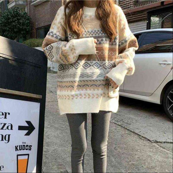 loose casual print korean winter womens sweater pullovers drop high quality, White;black
loose casual print korean winter womens sweater pullovers drop high quality, White;black