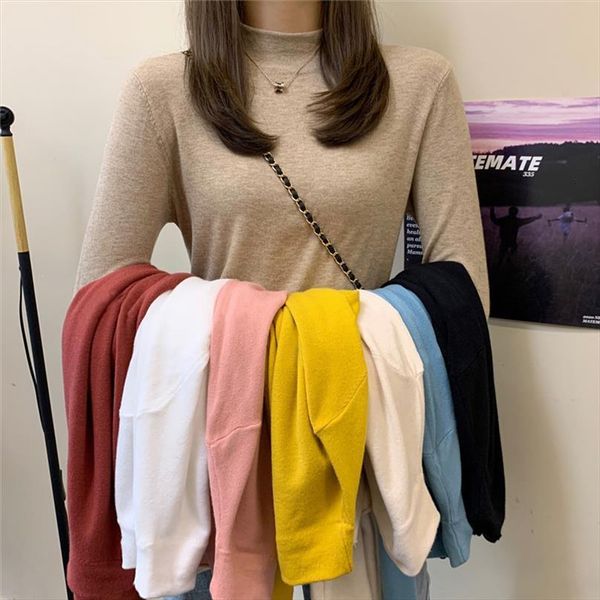 women half turtleneck pullovers soft womens sweaters stretch primer shirt long sleeve slim fit tight solid basic sweater autumn winter, White;black
women half turtleneck pullovers soft womens sweaters stretch primer shirt long sleeve slim fit tight solid basic sweater autumn winter, White;black