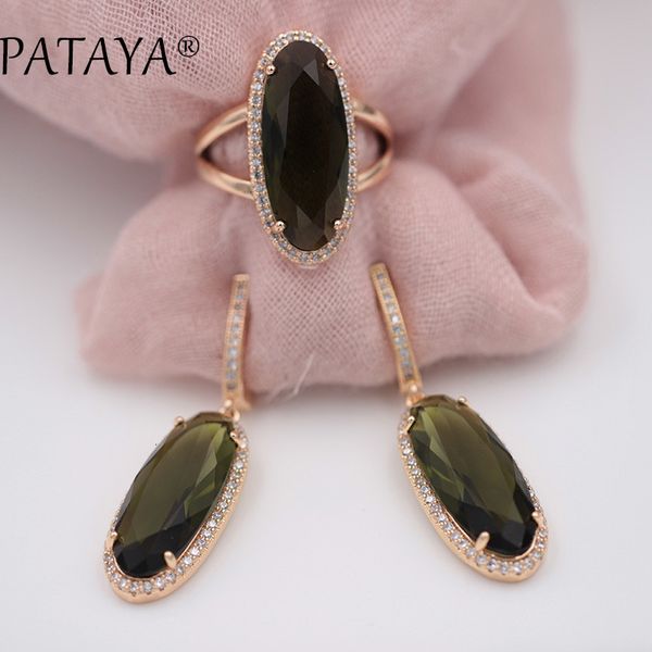 jewelry sets pataya new women wedding vintage 585 rose gold trend 10 colors natural zircon oval long earrings ring set, Black
jewelry sets pataya new women wedding vintage 585 rose gold trend 10 colors natural zircon oval long earrings ring set, Black