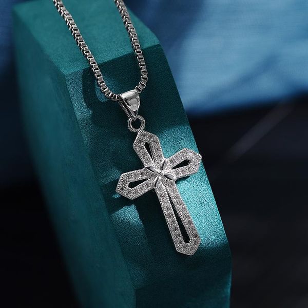 pendant necklaces fashion shiny cubic zirconia hollow cross necklace for women copper choker religious jewelry, Silver
pendant necklaces fashion shiny cubic zirconia hollow cross necklace for women copper choker religious jewelry, Silver