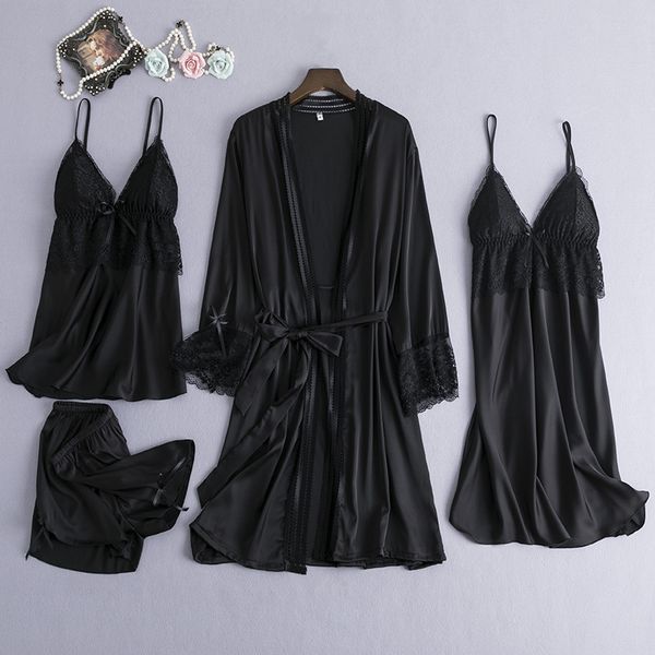 sleepwear 2-bun/set women loose satin of silk lace quilted sleep ed in ladies'bathrobe plus solid size comfortable pyjamas 912, Black;red
sleepwear 2-bun/set women loose satin of silk lace quilted sleep ed in ladies'bathrobe plus solid size comfortable pyjamas 912, Black;red