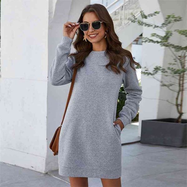 autumn winter o neck long sleeve women's sweatshirt dress fashion grey solid loose pocket ladies mini vestidos 210517, Black;gray
autumn winter o neck long sleeve women's sweatshirt dress fashion grey solid loose pocket ladies mini vestidos 210517, Black;gray