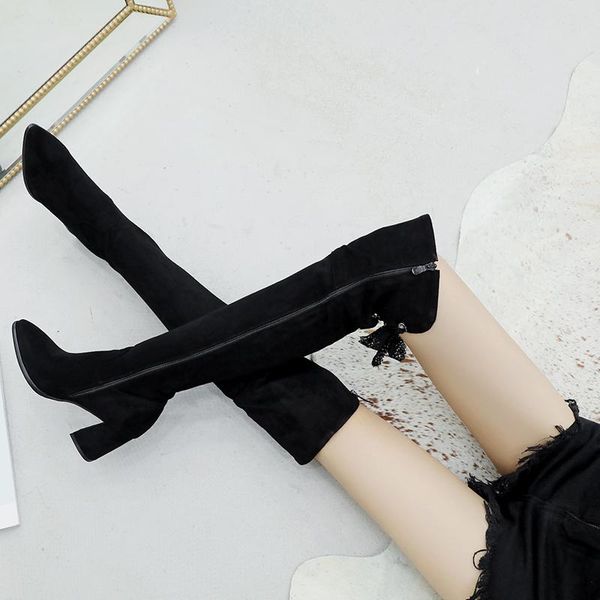 boots 2021 flock leather women over the knee lace up high heels autumn woman shoes winter size 34-43, Black
boots 2021 flock leather women over the knee lace up high heels autumn woman shoes winter size 34-43, Black