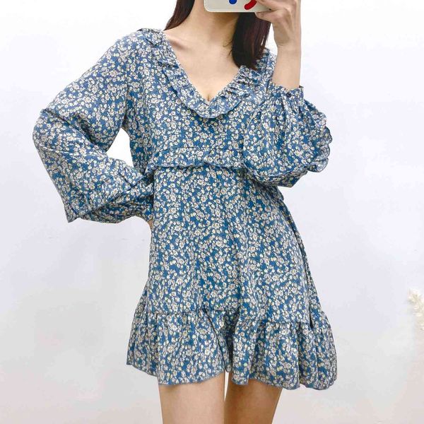 women dress floral printed v-neck long sleeves ruffled hem vintage casual short woman dresses 210420, Black;gray
women dress floral printed v-neck long sleeves ruffled hem vintage casual short woman dresses 210420, Black;gray
