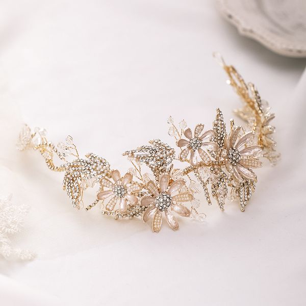 bridal headband leaf headband simple bridal headdress, Golden;white
bridal headband leaf headband simple bridal headdress, Golden;white