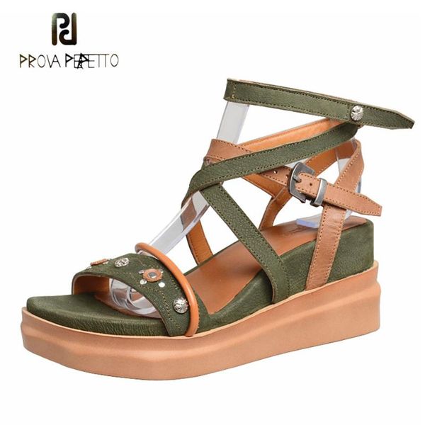prova perfetto fashion mixed color genuine leather cross tied wedge sandals women rivet stud platform flat leisure style, Black
prova perfetto fashion mixed color genuine leather cross tied wedge sandals women rivet stud platform flat leisure style, Black