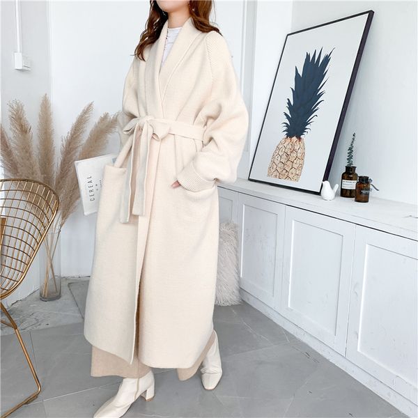 sweaters casual open front woman knitted cardigans long sleeve teddy wool mid-knit length coat belt in autumn and winter, White;black
sweaters casual open front woman knitted cardigans long sleeve teddy wool mid-knit length coat belt in autumn and winter, White;black