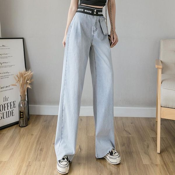women's jeans high-waisted wide-leg trousers super soft and thin mopping casual straight-leg pants, Blue
women's jeans high-waisted wide-leg trousers super soft and thin mopping casual straight-leg pants, Blue
