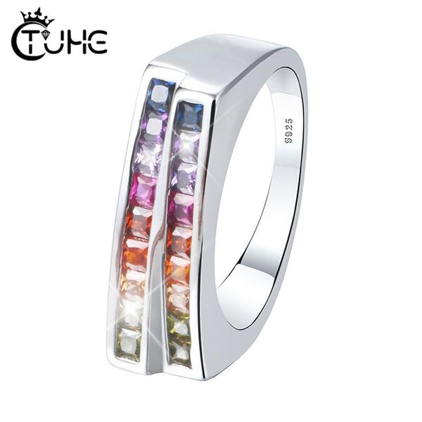 wedding rings two rows rainbow crystal with good quality fit size cubic zirconia s925 sterling silver for women men fine jewelry, Slivery;golden
wedding rings two rows rainbow crystal with good quality fit size cubic zirconia s925 sterling silver for women men fine jewelry, Slivery;golden