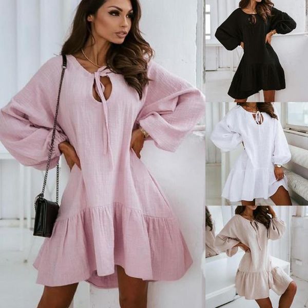 casual dresses ruffles loose o-neck cotton and linen dress women 2021 summer long sleeve solid plus size fashion streetwear, Black;gray
casual dresses ruffles loose o-neck cotton and linen dress women 2021 summer long sleeve solid plus size fashion streetwear, Black;gray