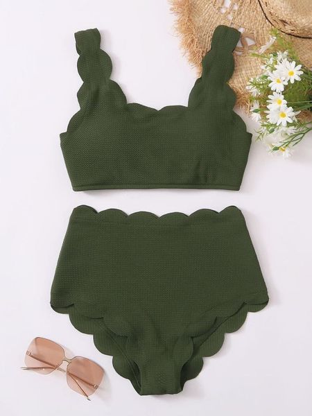 women's swimwear women bikini suits petals solid wavy edge fresh color rippled bandage elastic vest + high waist trunk, White;black
women's swimwear women bikini suits petals solid wavy edge fresh color rippled bandage elastic vest + high waist trunk, White;black