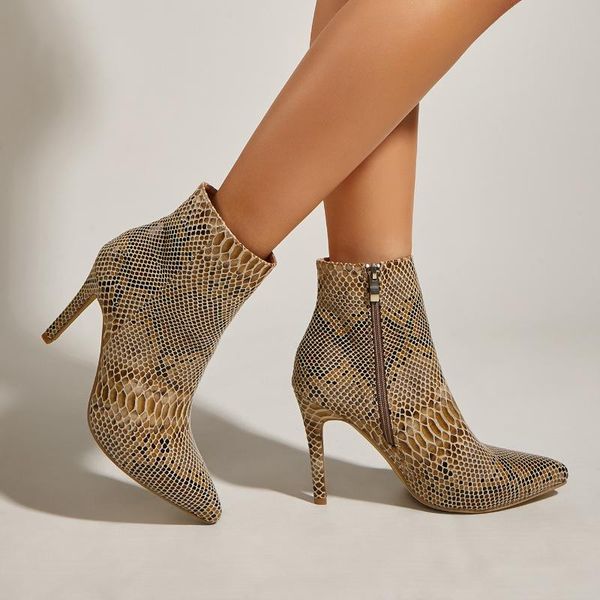 boots pointed toe ankle stiletto zipper snake print women punk style autumn winter high heels women's shoes 2021, Black
boots pointed toe ankle stiletto zipper snake print women punk style autumn winter high heels women's shoes 2021, Black